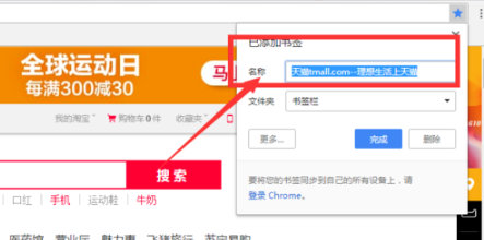 书签命名设置界面